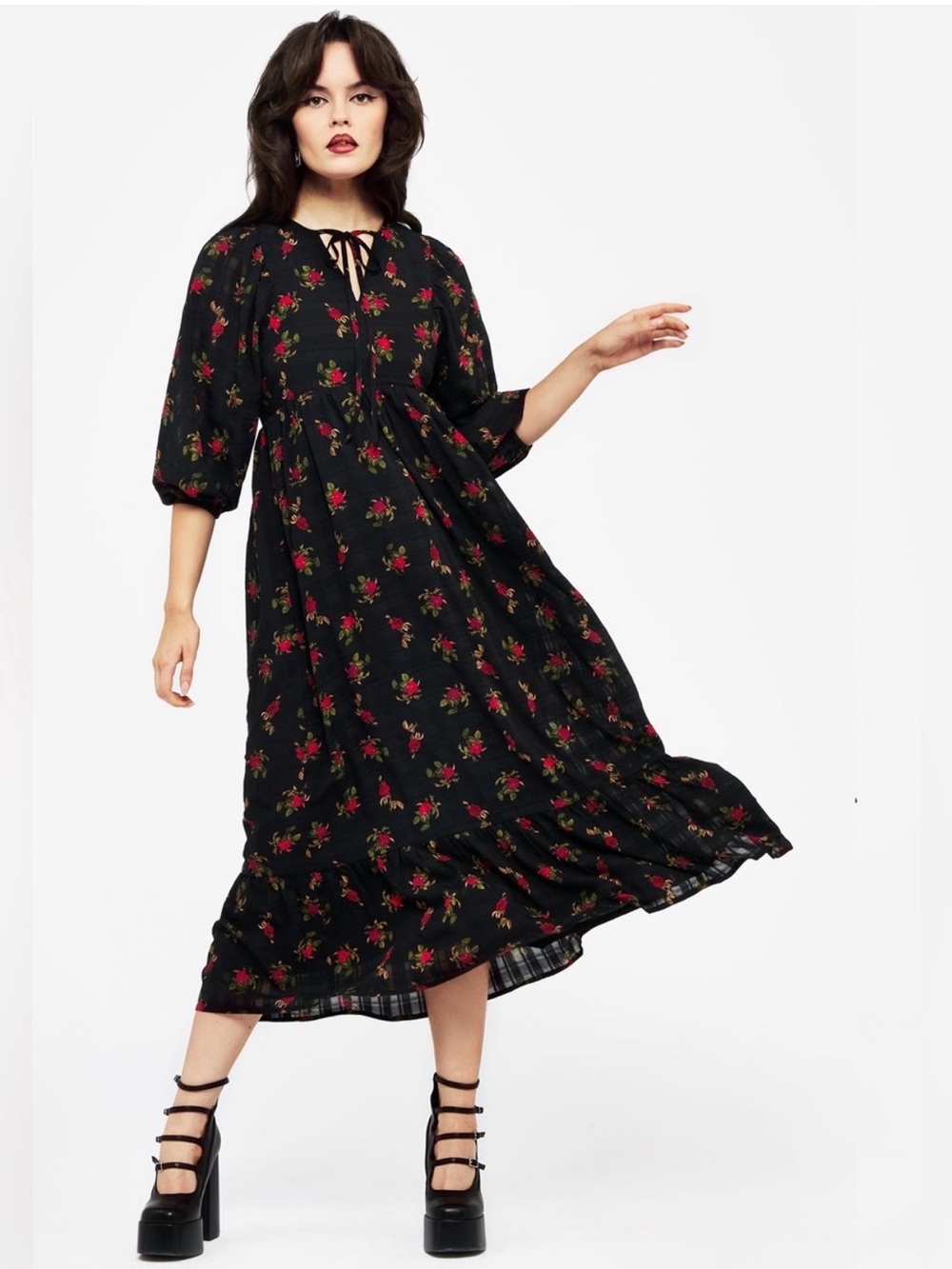 Disturbia | Darcey Floral Print Chiffon Midaxi Dress